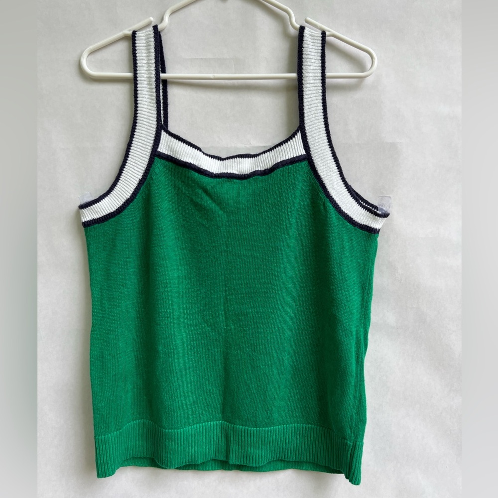 Boden, green knit tank top, size US 10/UK 14